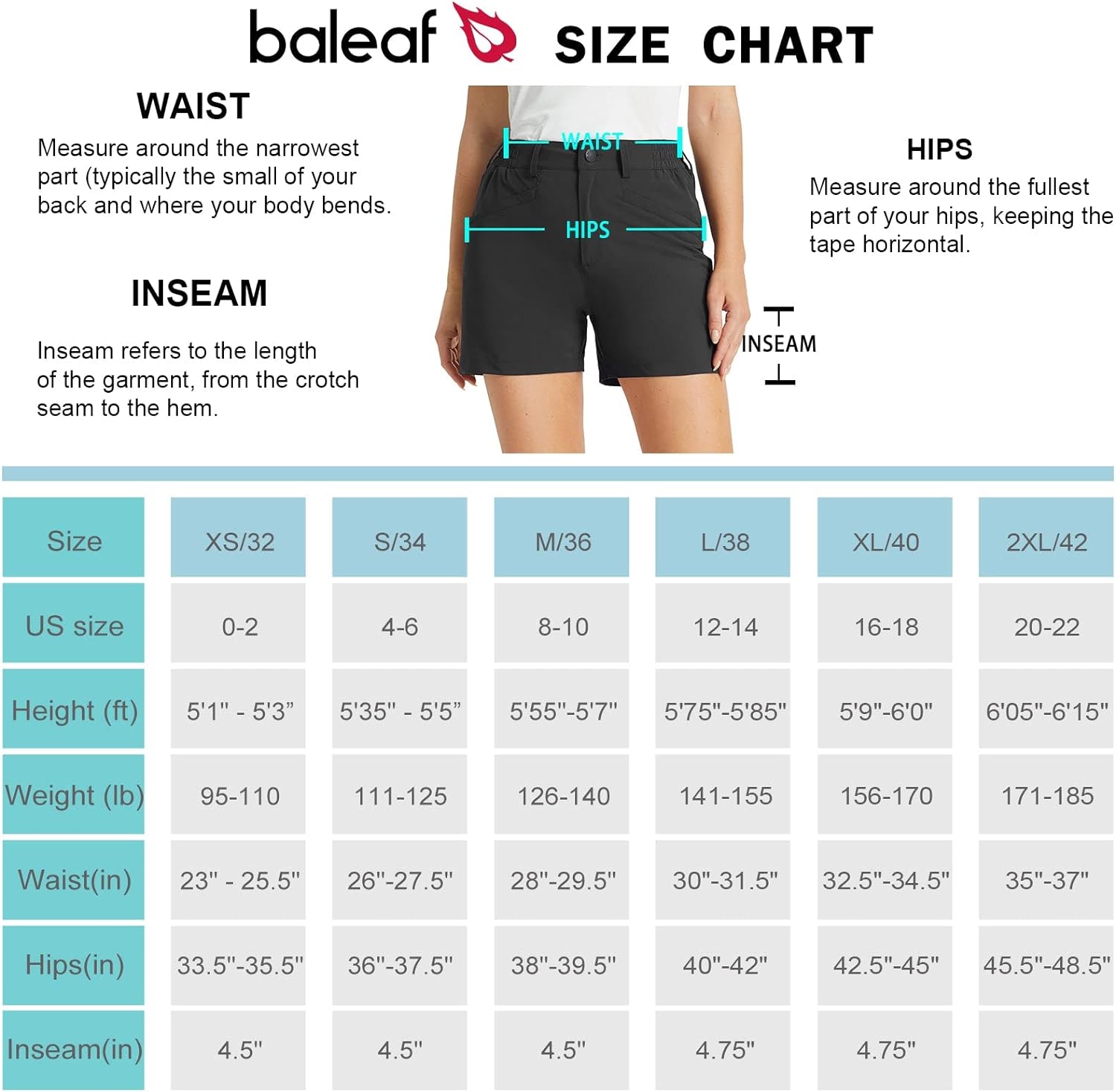 BALEAF Women’s Golf Shorts Stretch 4.5″ Quick Dry Mesh Breathable ...